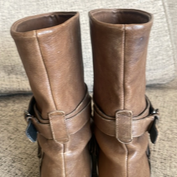 Stuart Weitzman Ranch Dressing Moto Brown Leather Booties Size 9.5 - Picture 12 of 16